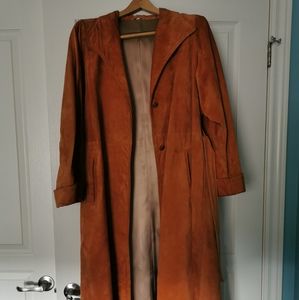 Vintage Leather Suede Trench Coat